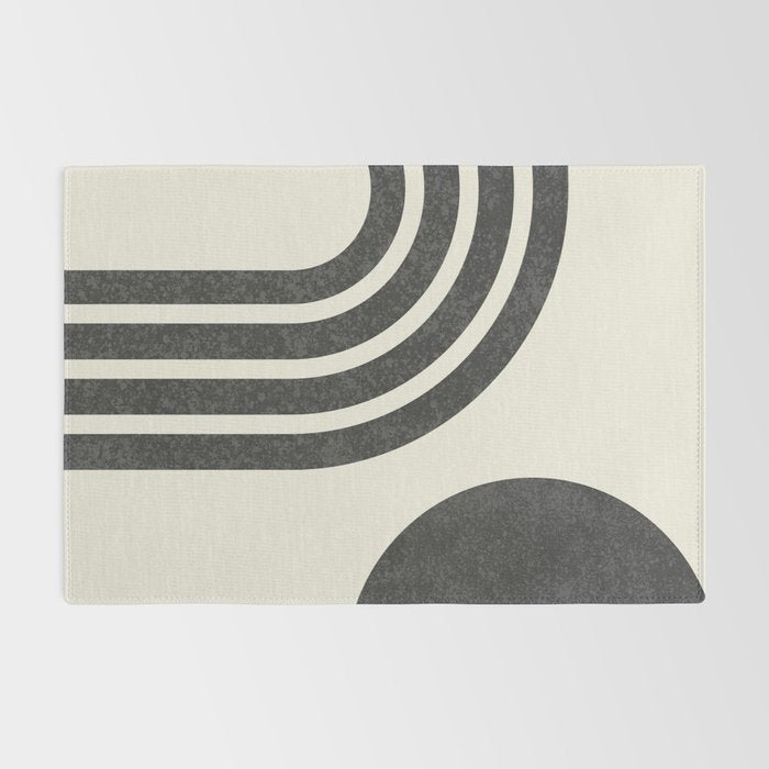 Mid Century Modern - Sun and Rainbow black and white Rug Gallery Image 2
