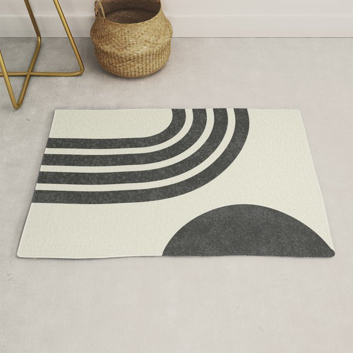 Mid Century Modern - Sun and Rainbow black and white Rug Gallery Image 1