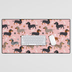 Dachshund Dog Doxie Dogs Pattern Pink Desk Mat Gallery Image 1