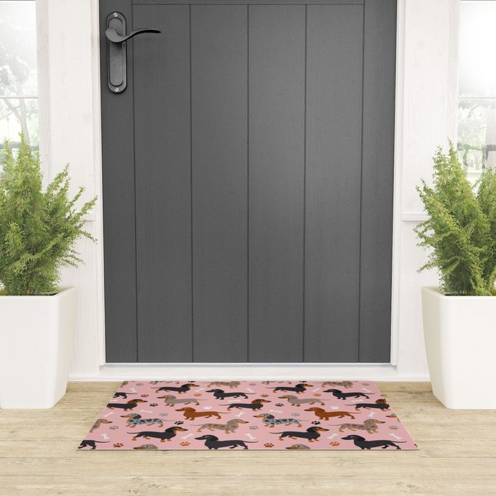 Dachshund Dog Doxie Dogs Pattern Pink Welcome Mat Gallery Image 3