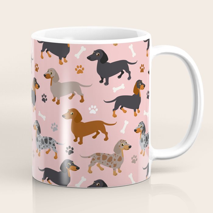Dachshund Dog Doxie Dogs Pattern Pink Coffee Mug Gallery Image 1