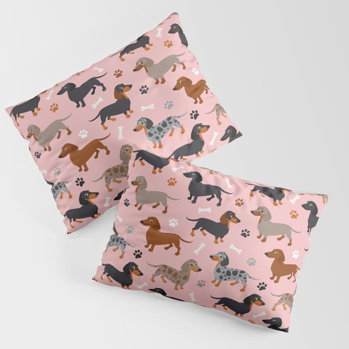 Dachshund Dog Doxie Dogs Pattern Pink Pillow Sham Gallery Image 3