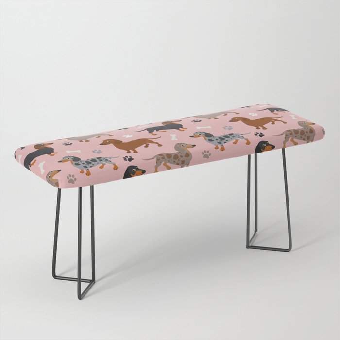 Dachshund Dog Doxie Dogs Pattern Pink Bench Gallery Image 1