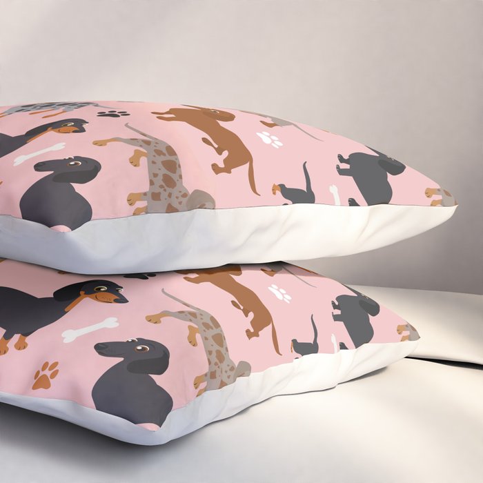 Dachshund Dog Doxie Dogs Pattern Pink Pillow Sham Gallery Image 3