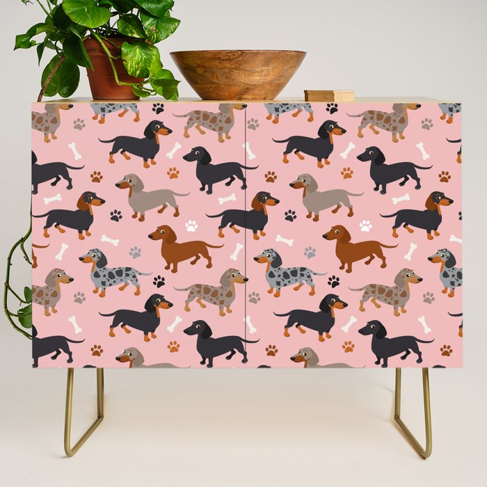 Dachshund Dog Doxie Dogs Pattern Pink Credenza Gallery Image 1