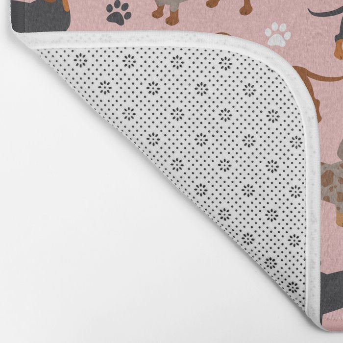 Dachshund Dog Doxie Dogs Pattern Pink Bath Mat Gallery Image 2