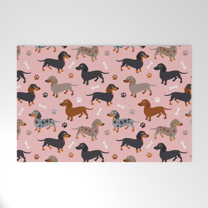 Dachshund Dog Doxie Dogs Pattern Pink Welcome Mat Gallery Image 1