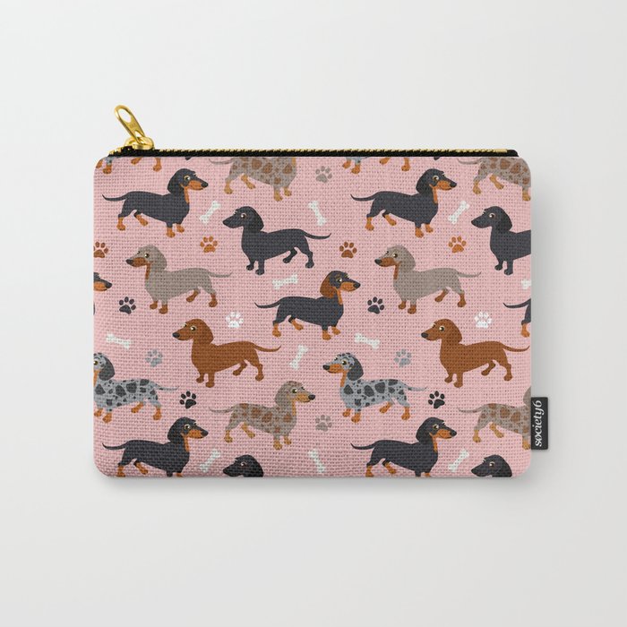 Dachshund Dog Doxie Dogs Pattern Pink Carry All Pouch Gallery Image 1