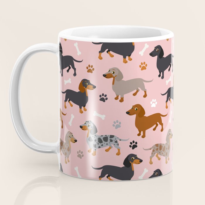 Dachshund Dog Doxie Dogs Pattern Pink Coffee Mug Gallery Image 3