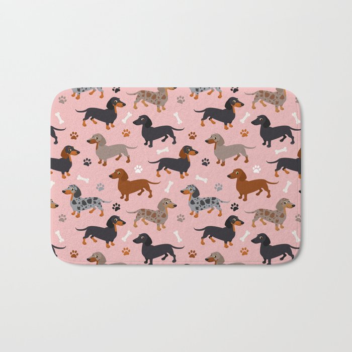Dachshund Dog Doxie Dogs Pattern Pink Bath Mat Gallery Image 1