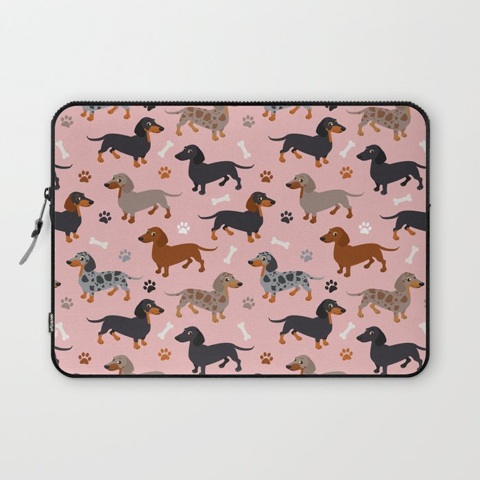 Dachshund Dog Doxie Dogs Pattern Pink Laptop Sleeve Gallery Image 1