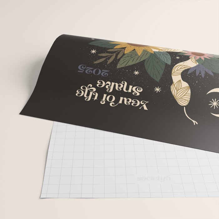 Year of the Snake - 2025 Calendar - Black Wrapping Paper Gallery Image 2