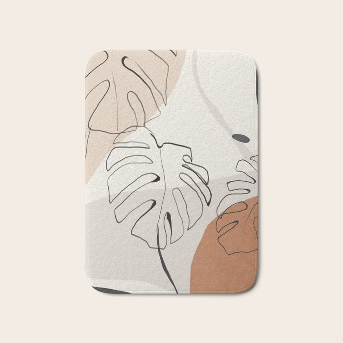 Minimal Abstract Art- Monstera Bath Mat Gallery Image 1