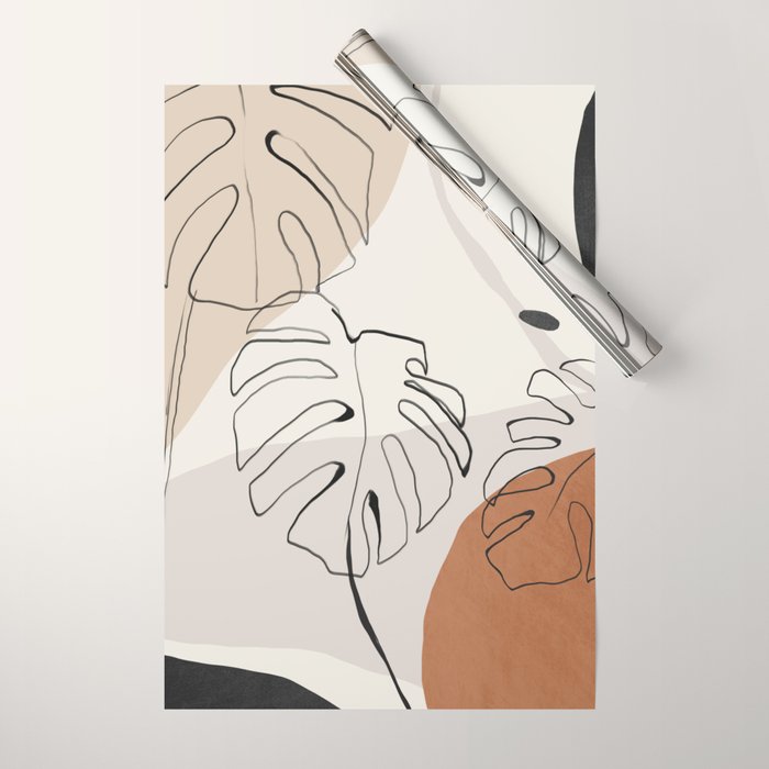 Minimal Abstract Art- Monstera Wrapping Paper Gallery Image 1