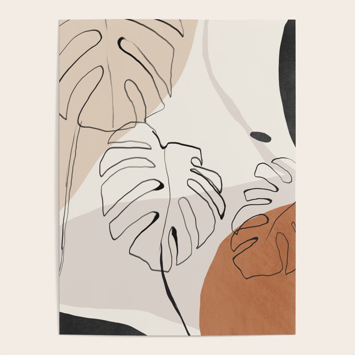 Minimal Abstract Art- Monstera Poster Gallery Image 1