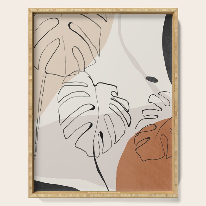 Minimal Abstract Art- Monstera Serving Tray Gallery Image 1