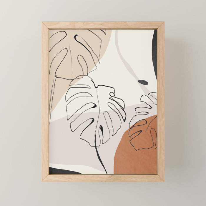 Minimal Abstract Art- Monstera Mini Art Print Gallery Image 1