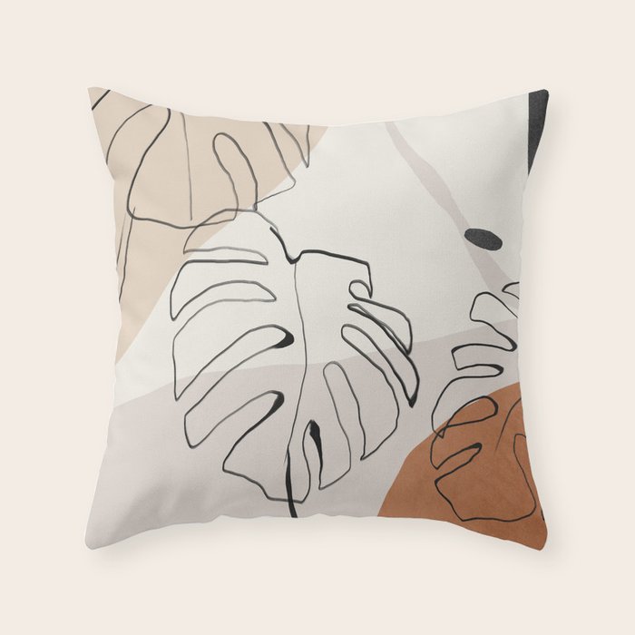 Minimal Abstract Art- Monstera Throw Pillow Gallery Image 6