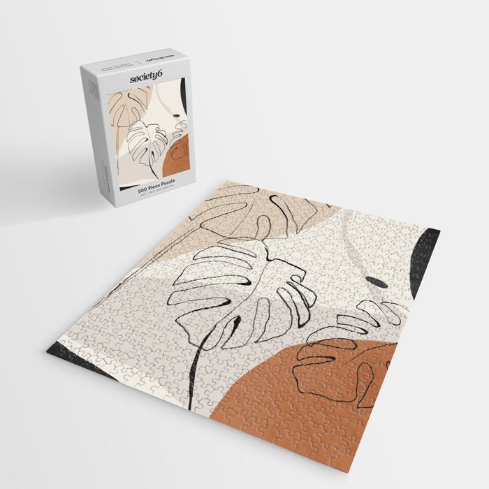 Minimal Abstract Art- Monstera Jigsaw Puzzle Gallery Image 2
