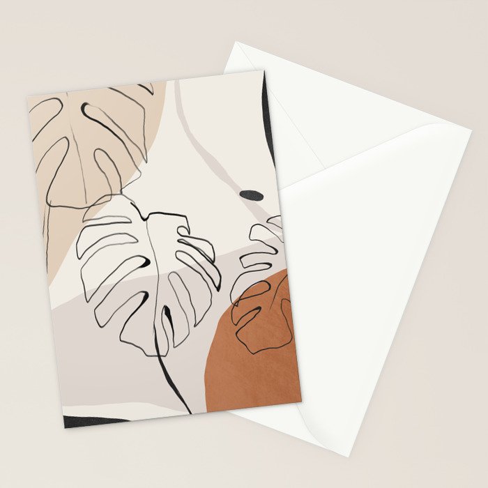 Minimal Abstract Art- Monstera Stationery Card Gallery Image 2