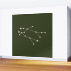 Gemini Zodiac Star Constellation Line Art Moss Green Wall Mural Gallery Image 2