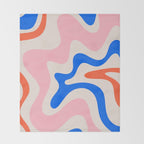 Retro Liquid Swirl Abstract Pattern Square Pink, Orange, and Royal Blue Throw Blanket Gallery Image 2