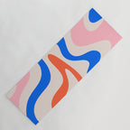 Retro Liquid Swirl Abstract Pattern Square Pink, Orange, and Royal Blue Yoga Mat Gallery Image 1