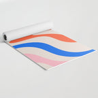 Retro Liquid Swirl Abstract Pattern Square Pink, Orange, and Royal Blue Yoga Mat Gallery Image 2