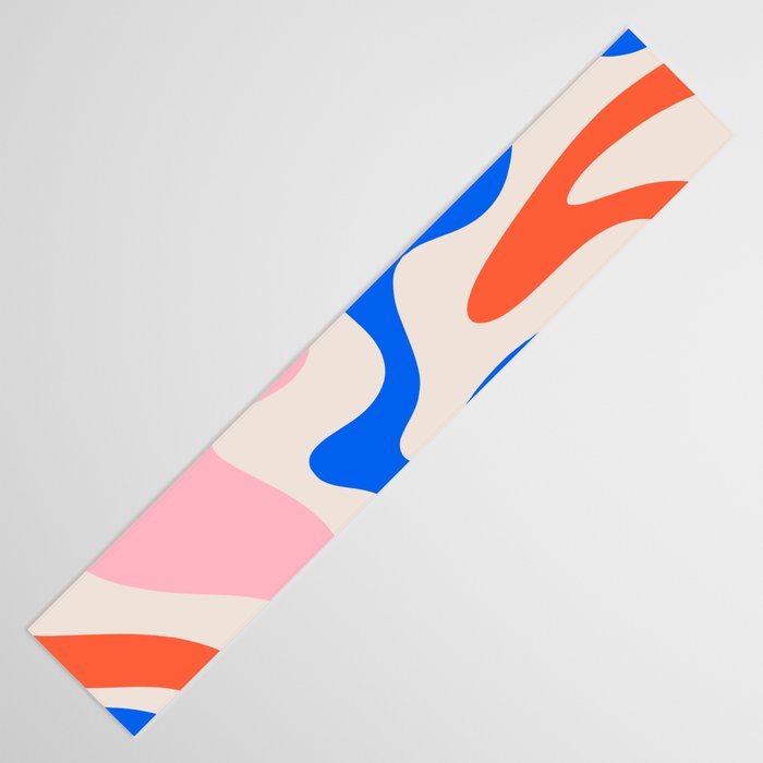 Retro Liquid Swirl Abstract Pattern Square Pink, Orange, and Royal Blue Table Runner Gallery Image 3