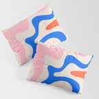 Retro Liquid Swirl Abstract Pattern Square Pink, Orange, and Royal Blue Pillow Sham Gallery Image 3