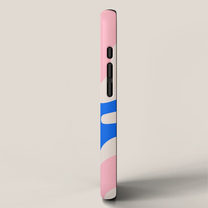 Retro Liquid Swirl Abstract Pattern Square Pink, Orange, and Royal Blue iPhone Case Gallery Image 2