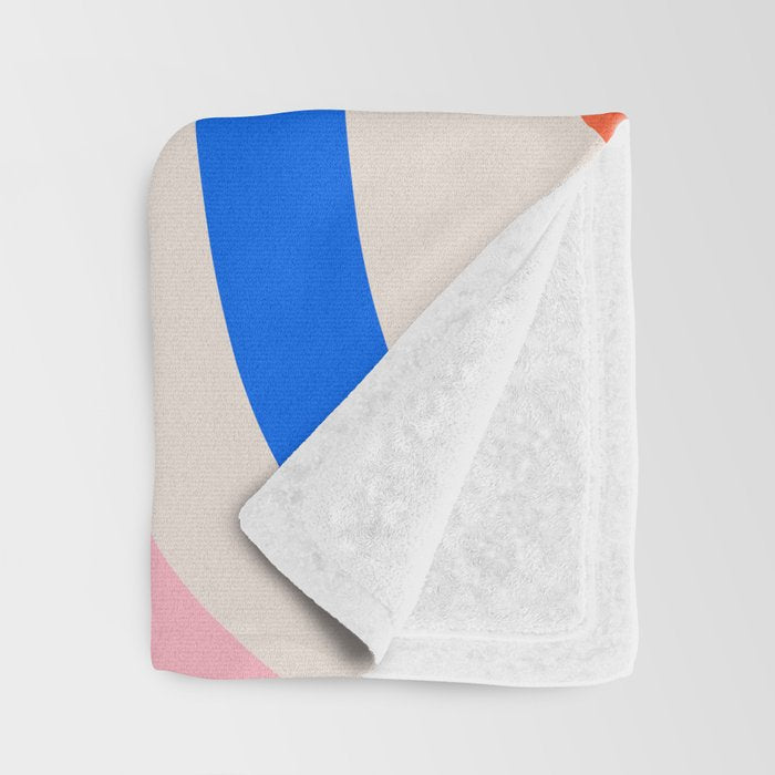 Retro Liquid Swirl Abstract Pattern Square Pink, Orange, and Royal Blue Throw Blanket Gallery Image 3