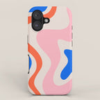 Retro Liquid Swirl Abstract Pattern Square Pink, Orange, and Royal Blue iPhone Case Gallery Image 1