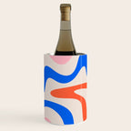 Retro Liquid Swirl Abstract Pattern Square Pink, Orange, and Royal Blue Wine Chiller Gallery Image 3