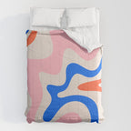 Retro Liquid Swirl Abstract Pattern Square Pink, Orange, and Royal Blue Comforter Gallery Image 6