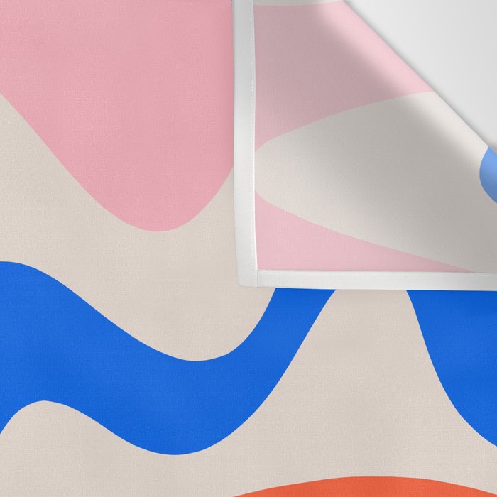 Retro Liquid Swirl Abstract Pattern Square Pink, Orange, and Royal Blue Wall Tapestry Gallery Image 3