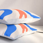 Retro Liquid Swirl Abstract Pattern Square Pink, Orange, and Royal Blue Pillow Sham Gallery Image 3