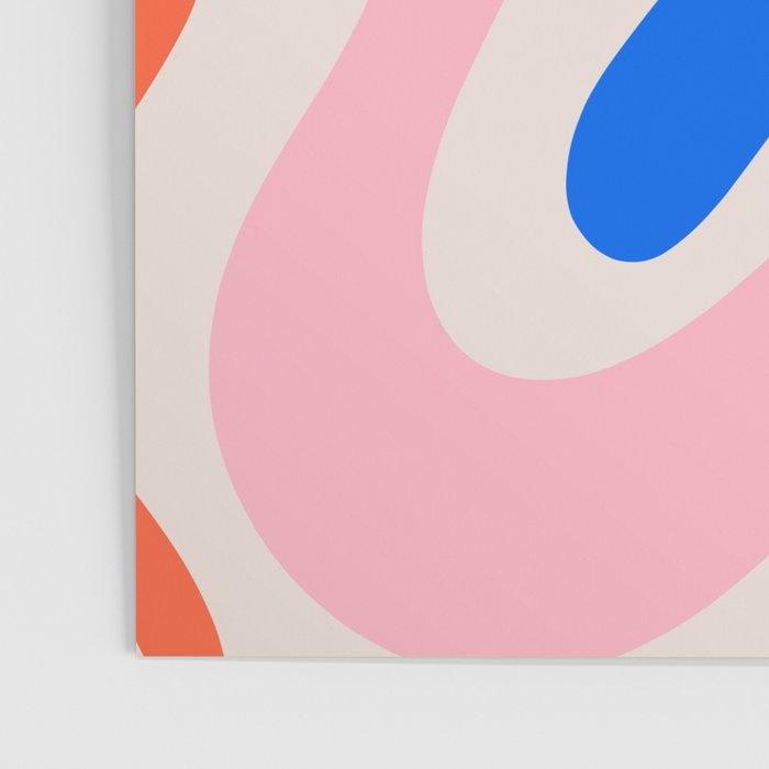Retro Liquid Swirl Abstract Pattern Square Pink, Orange, and Royal Blue Poster Gallery Image 3