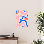 Retro Liquid Swirl Abstract Pattern Square Pink, Orange, and Royal Blue Poster Gallery Image 2