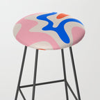 Retro Liquid Swirl Abstract Pattern Square Pink, Orange, and Royal Blue Stool Gallery Image 2