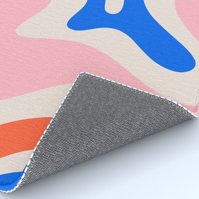 Retro Liquid Swirl Abstract Pattern Square Pink, Orange, and Royal Blue Rug Gallery Image 4