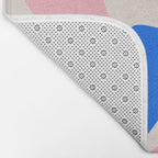 Retro Liquid Swirl Abstract Pattern Square Pink, Orange, and Royal Blue Bath Mat Gallery Image 2