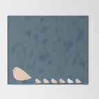 Unique Birds - Minimalist Scandi Bird Family Blue Blush White Throw Blanket Gallery Image 2