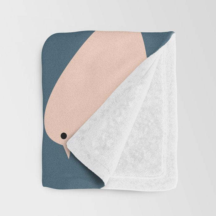 Unique Birds - Minimalist Scandi Bird Family Blue Blush White Throw Blanket Gallery Image 3