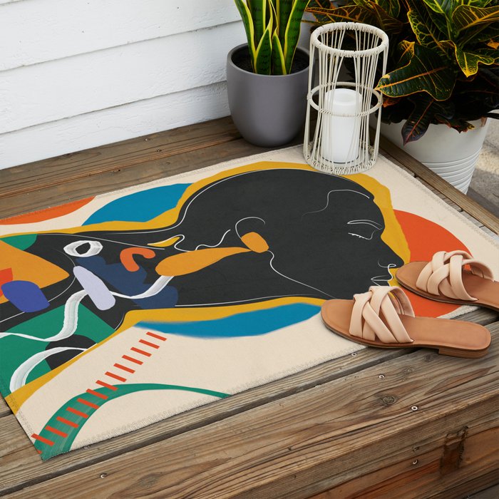 Modern Abstract Woman 13 Outdoor Rug Gallery Image 2