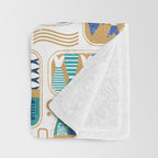 Vintage canned sardines // white background peacock teal and electric blue cans  Throw Blanket Gallery Image 3