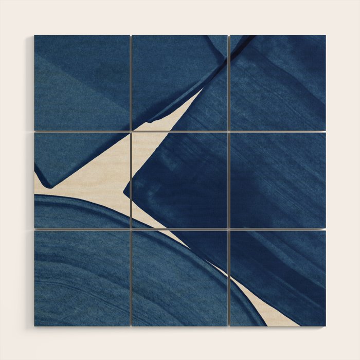 Modern Painting Blue II, Blue Abstract Wood Wall Art