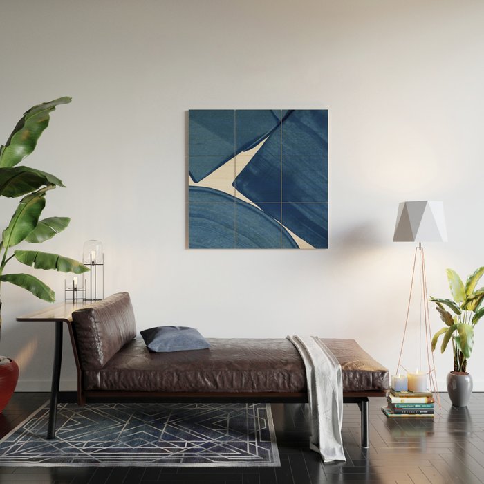 Modern Painting Blue II, Blue Abstract Wood Wall Art Gallery Image 2