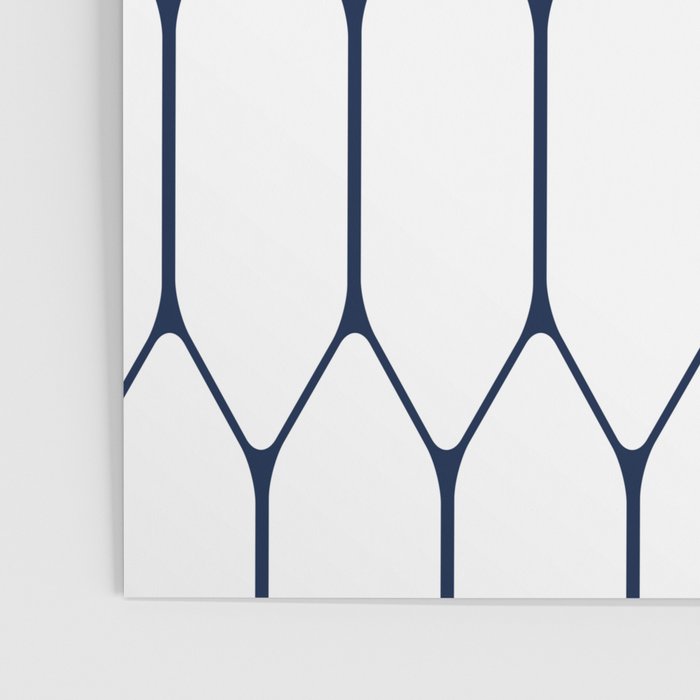Long Honeycomb Minimalist Geometric Pattern in Nautical Navy Blue and White Poster Gallery Image 3