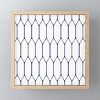 Long Honeycomb Minimalist Geometric Pattern in Nautical Navy Blue and White Mini Art Print Gallery Image 1